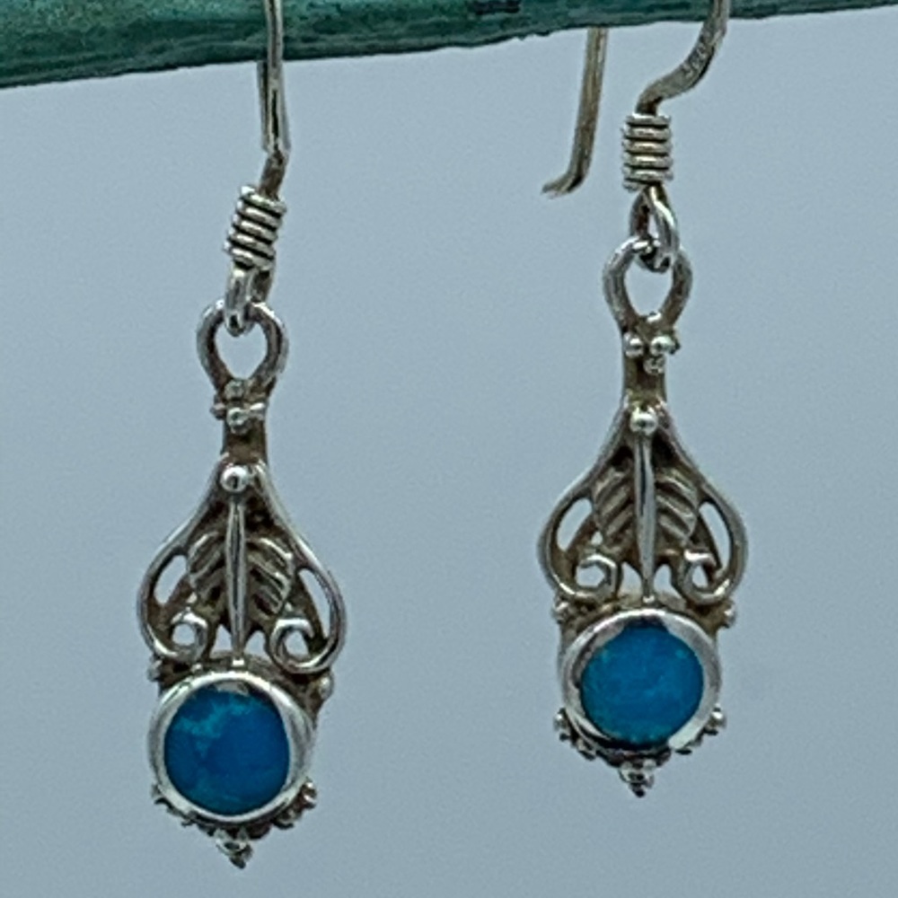 🌟925 SILVER & TURQUOISE DROP EARRINGS